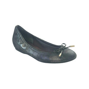 Rockport Flats Ballet Total Motion Hidden Wedge Metallic Black Slip-On Women’s 8